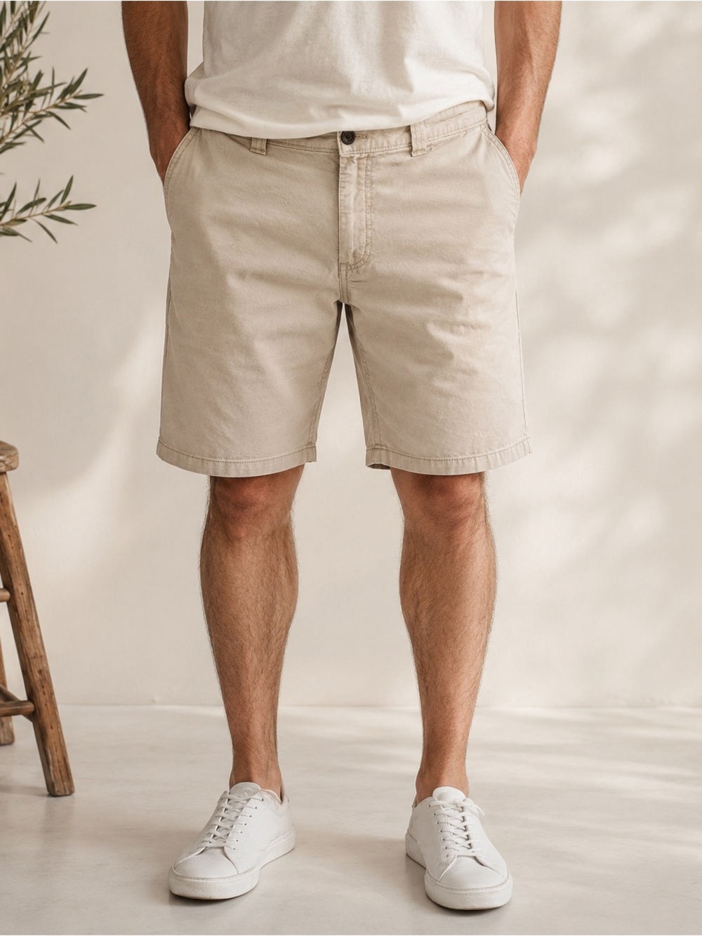 Magellan Outdoors Mens 35 Khaki Chino Shorts 9" Inseam Stretch Cotton